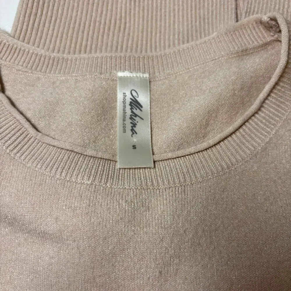 Mahina Blush Pink Sweater Womens Small Hi Low Hem Lightweight Knit Pullover